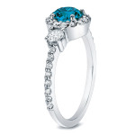 Sparkling Blue Diamond Trio - Yaffie Gold Engagement Ring