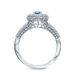 Blue Halo Diamond Engagement Ring with 3/4ct TDW by Yaffie Gold