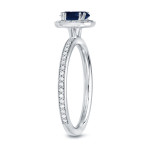 Sapphire and Diamond Halo Ring with Yaffie Gold Scintillation - 1.05 Carats TDW