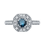 3/4ct TDW Yaffie Gold Blue & White Diamond Engagement Ring