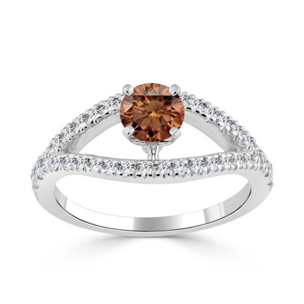 Brown Round Diamond Engagement Ring - Yaffie Gold 3/4ct TDW
