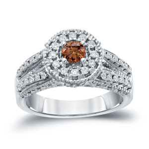 Engage in Elegance with a Yaffie Gold Round Halo Diamond Ring