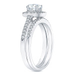 Princess Cut Diamond Halo Bridal Ring Set - Yaffie Gold, Certified 3/4ct TDW