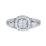 Gorgeous Yaffie Gold Diamond Halo Engagement Ring - 3/4ct TDW Cluster