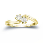 Gold Yaffie Engagement Ring with 2 Round Cut Diamonds, 3/4ct Total Weight
