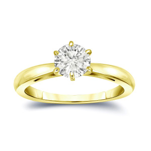 Yaffie Gold Perfect Solitaire: A 3/4ct TDW Round-Cut Diamond Ring