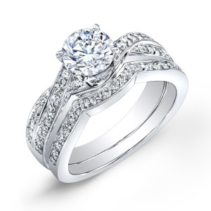 Golden Yaffie Bridal Ring Set with 3/4 Carat TDW Round Diamonds