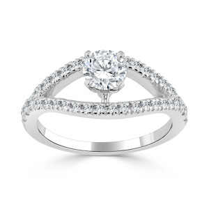 Gold 3/4ct TDW Round Diamond Engagement Ring - Custom Made By Yaffie™