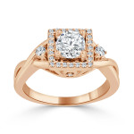 Shimmering Yaffie Gold Ring with 3/4ct TDW Round Diamond Halo for Your Engagement