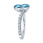 Blue Diamond 2-stone Engagement Ring with 4-prong Setting - Yaffie Gold 3/4ct TDW Round-cut