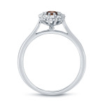 Sparkling Yaffie Gold Halo Brown Diamond Engagement Ring - 3/4ct Total Weight