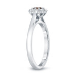 Engage with Elegance: Yaffie Gold Brown Diamond Halo Ring with 3/4ct TDW.
