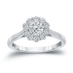 Gold Halo Diamond Ring with 3/4ct TDW Round-cut Sparkle