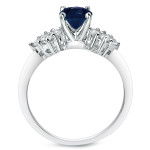 Blue Sapphire and Round Diamond Bridal Ring Set with Yaffie Gold - 0.5ct TDW & 0.3/0.5ct Sapphire