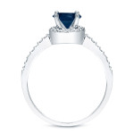 Gold bridal ring set adorned with dazzling 3/5ct blue sapphire and 2/5ct TDW round diamonds - Yaffie masterpiece.