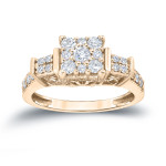 Sparkling Yaffie Cluster Diamond Engagement Ring, 3/5ct TDW in Gold