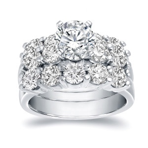 Certified 4 1/2ct TDW Round-Cut Diamond Bridal Ring Set with Yaffie Gold Twist