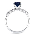 Gold Bridal Ring Set with 4/5ct Blue Sapphire and 1/5ct TDW Round Diamonds by Yaffie