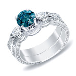 Blue Diamond Bridal Ring Set with 4/5ct TDW from Yaffie Gold