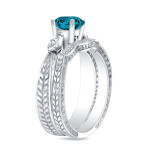 Blue Diamond Bridal Ring Set with 4/5ct TDW from Yaffie Gold