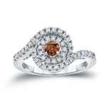 Engage in Style with Yaffie Brown Round Diamond Swirl Ring - 4/5ct TDW Gold Sparkle