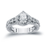 Golden Yaffie - A Marquise Diamond Halo Engagement Ring with a 4/5 Carat Total Diamond Weight