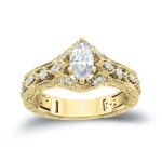 Yaffie Gold Marquise Diamond Halo Engagement Ring with 4/5ct Total Diamond Weight