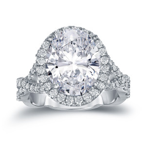 Certified Oval Diamond Halo Engagement Ring - Yaffie Gold 5.75ct TDW