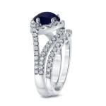 Sapphire & Diamond Halo Engagement Ring - Yaffie Gold