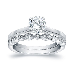 Vintage Style Diamond Wedding Ring Set by Yaffie Gold
