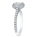 Golden Yaffie Certified Engagement Ring with 1 1/2ct TDW Cushion-cut Diamond Halo