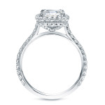 Golden Yaffie Certified Engagement Ring with 1 1/2ct TDW Cushion-cut Diamond Halo