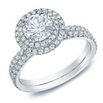 Certified Gold Yaffie Halo Ring with 1.75ct TDW Diamond