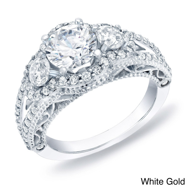 Vintage-inspired 2ct TDW Diamond Engagement Ring by Yaffie Gold - Certified