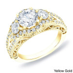 Vintage-inspired 2ct TDW Diamond Engagement Ring by Yaffie Gold - Certified