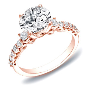 Certified Vintage-Inspired Engagement Ring with 1 2/5ct TDW in Radiant Yaffie Rose Gold
