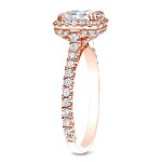 Certified Cushion Diamond Halo Engagement Ring with 1 1/2ct TDW - Shiny Yaffie Rose Gold