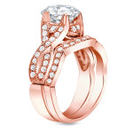 Certified Round Diamond Bridal Set in Yaffie Rose Gold with 1 1/2ct TDW