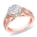 Rose Gold Halo Diamond Engagement Ring with 1.25 ct TDW