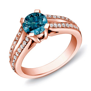 Engage in Blue Radiance with Yaffie Rose Gold 1 1/4ct TDW Round Diamond Ring