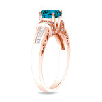Sparkling Yaffie Blue Diamond Heart Ring in Rose Gold (1.16 ct TDW)