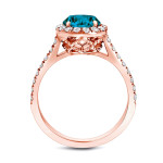 Rose Gold Blue Halo Diamond Ring with 1 3/4ct TDW from Yaffie