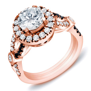 Yaffie Custom-Made Certified Black and White Diamond Ring in Rose Gold, 1.6 ct TDW