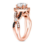 Yaffie Custom-Made Certified Black and White Diamond Ring in Rose Gold, 1.6 ct TDW