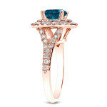 Rose Gold Blue Diamond Ring with 1.625ct Total Weight
