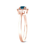 Sparkling Blue Diamond Halo Engagement Ring with Yaffie Rose Gold, 1/2ct TDW