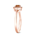 Sparkling Yaffie Rose Gold Halo Ring with 1/2ct TDW of Irresistible Brown Diamonds.