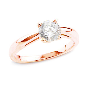 Certified Round Diamond Solitaire Ring in Glamorous Rose Gold with 1/2ct Total Diamond Weight