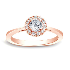 Say Yes to Yaffie Rose Gold Diamond Halo Ring with 1/2 carat Total Diamond Weight