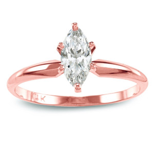 Sparkling Yaffie Engagement Ring with Marquise Cut 1/2ct TDW Diamond in Rose Gold